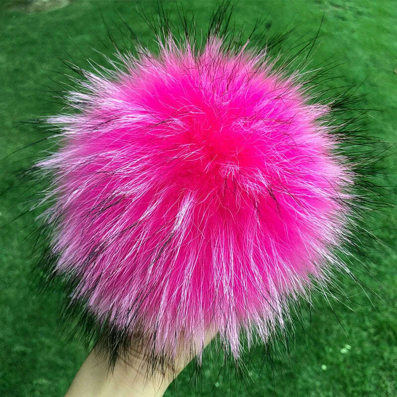 KIMLUD, 100% natural fox fur pompom raccoon fur pom pom for hat beanies DIY Fur Pompon For Caps Bags Scarf Accessories, raccoon rose, KIMLUD APPAREL - Womens Clothes