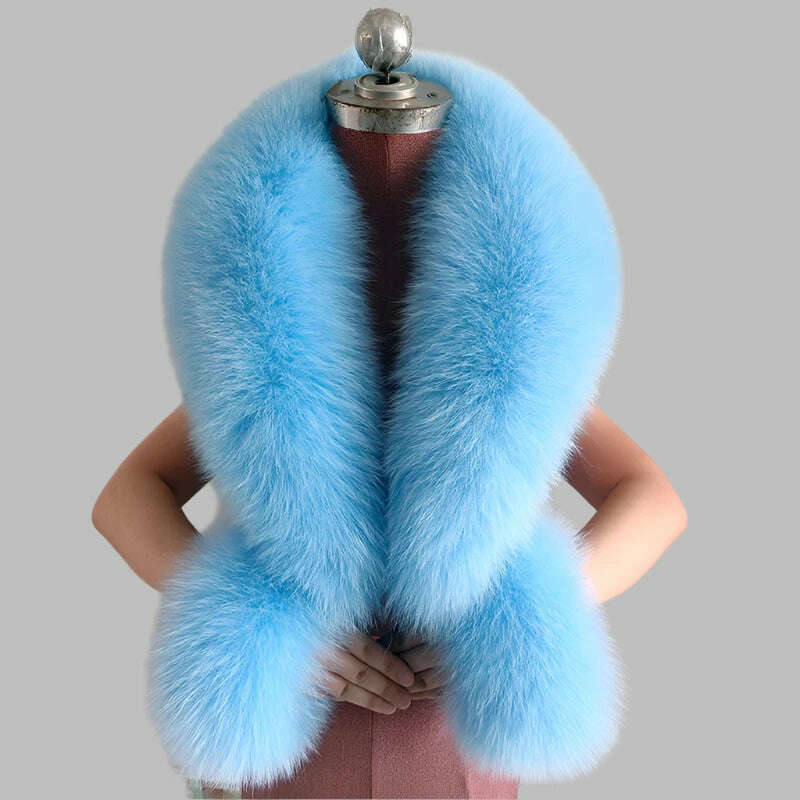 100% Natural Fox Fur Scarf And Cuff Set Women Winter Jacket Fur Collar Authentic Neck Scarves Luxury Fox Fur Warm Neck Warmers - KIMLUD