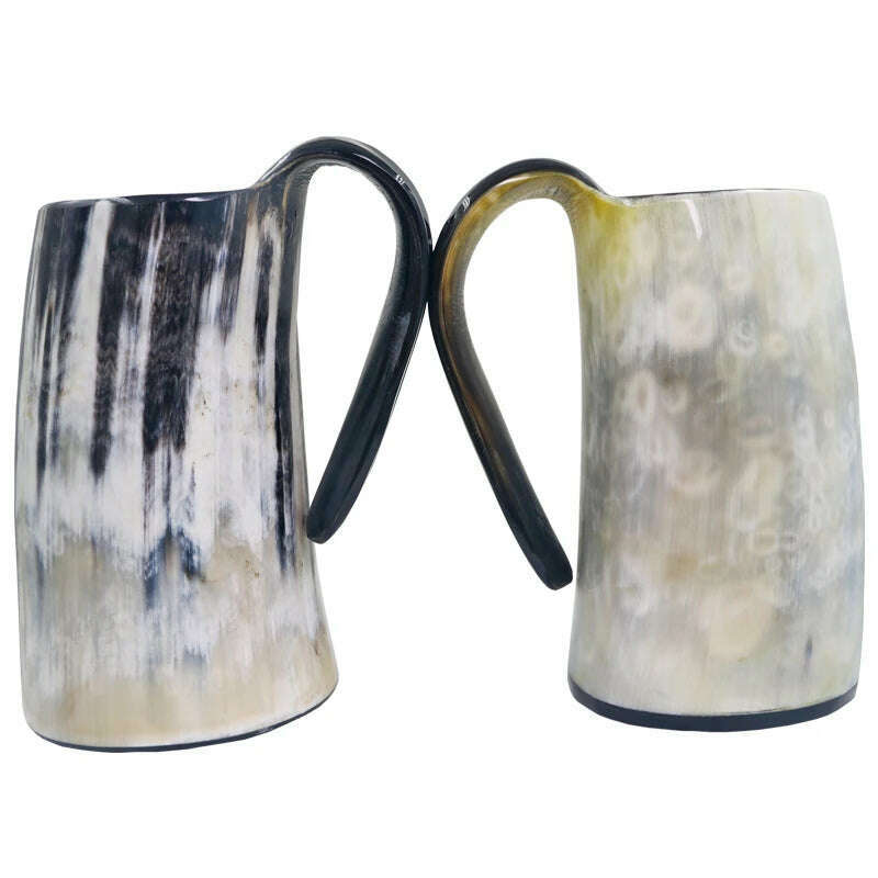 KIMLUD, 100% Natural Hand Made Ox Horn Mug Viking Drinking Mugs Beer Drinking Horn Coffee Mug-Food Grade&One Year Warranty, KIMLUD Women's Clothes