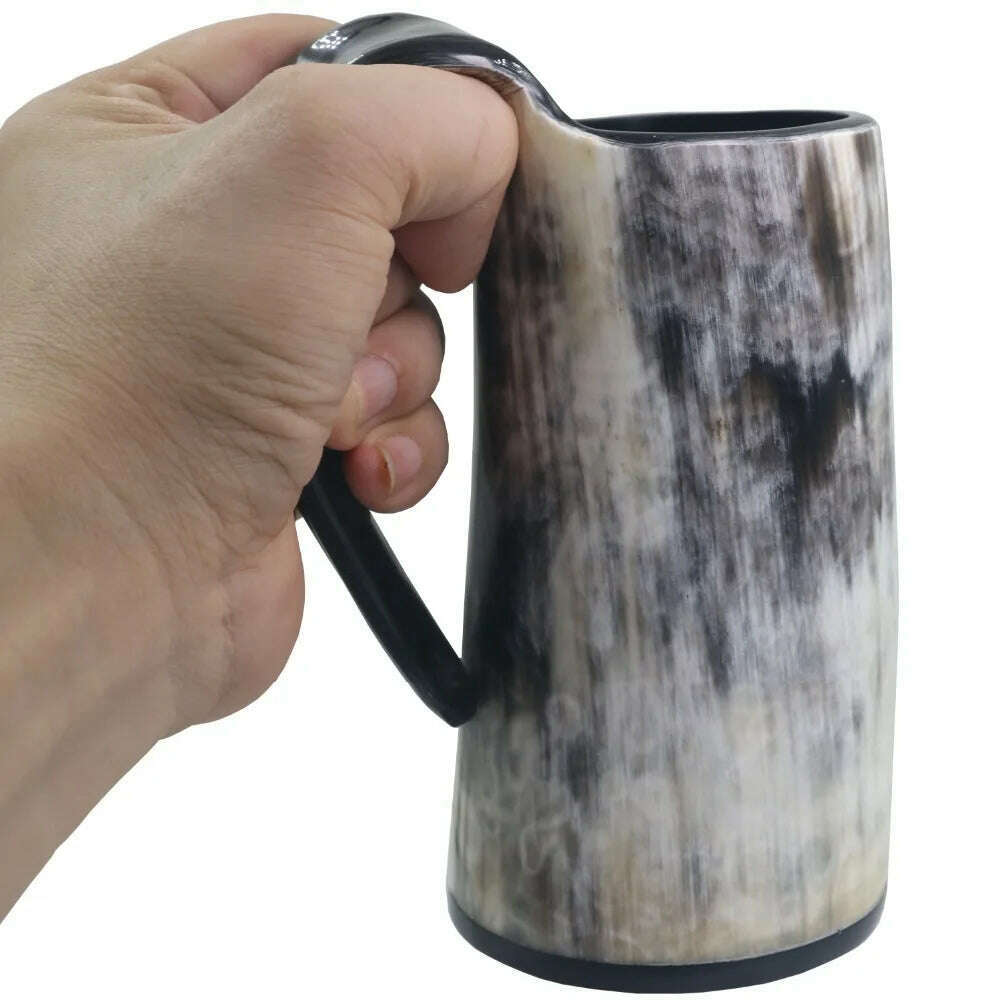 KIMLUD, 100% Natural Hand Made Ox Horn Mug Viking Drinking Mugs Beer Drinking Horn Coffee Mug-Food Grade&One Year Warranty, KIMLUD Women's Clothes