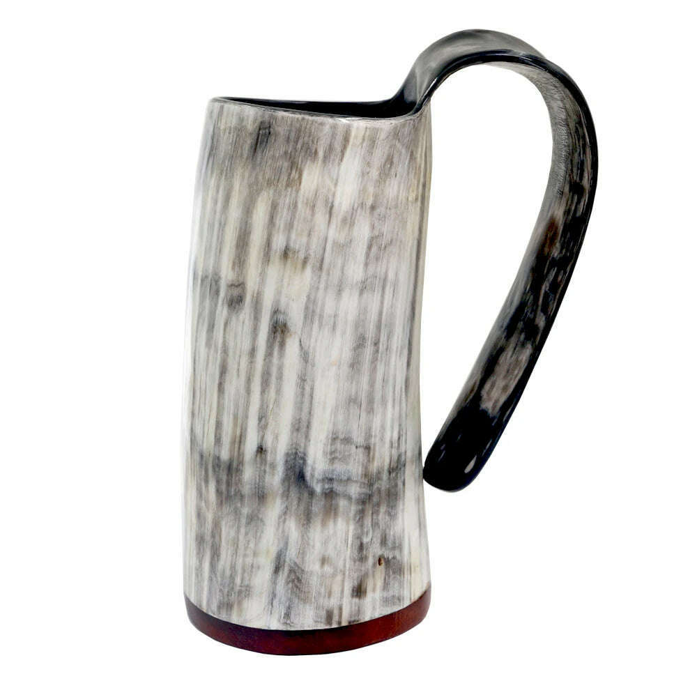 KIMLUD, 100% Natural Hand Made Ox Horn Mug Viking Drinking Mugs Beer Drinking Horn Coffee Mug-Food Grade&One Year Warranty, SE510HMU / CHINA / 380-440ml, KIMLUD Women's Clothes