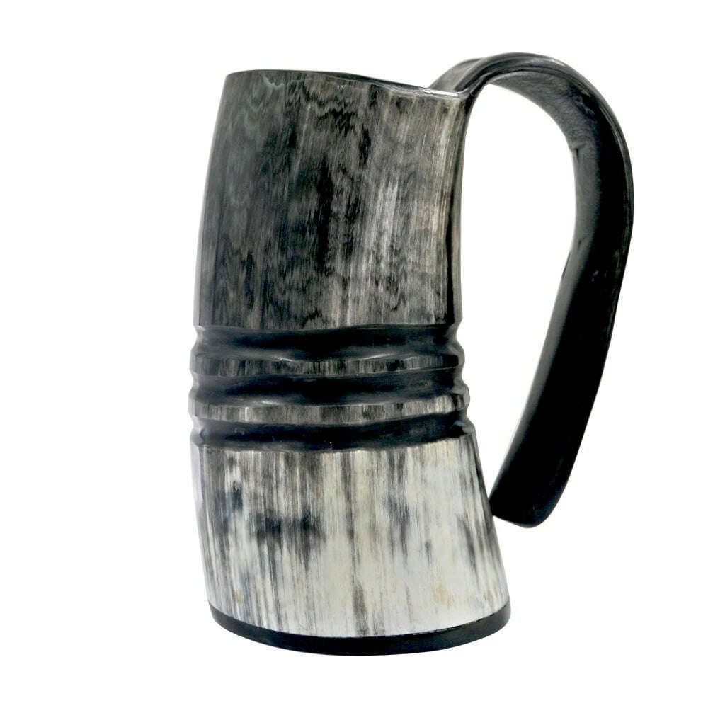 KIMLUD, 100% Natural Hand Made Ox Horn Mug Viking Drinking Mugs Beer Drinking Horn Coffee Mug-Food Grade&One Year Warranty, SE925HMU / CHINA / 380-440ml, KIMLUD Women's Clothes