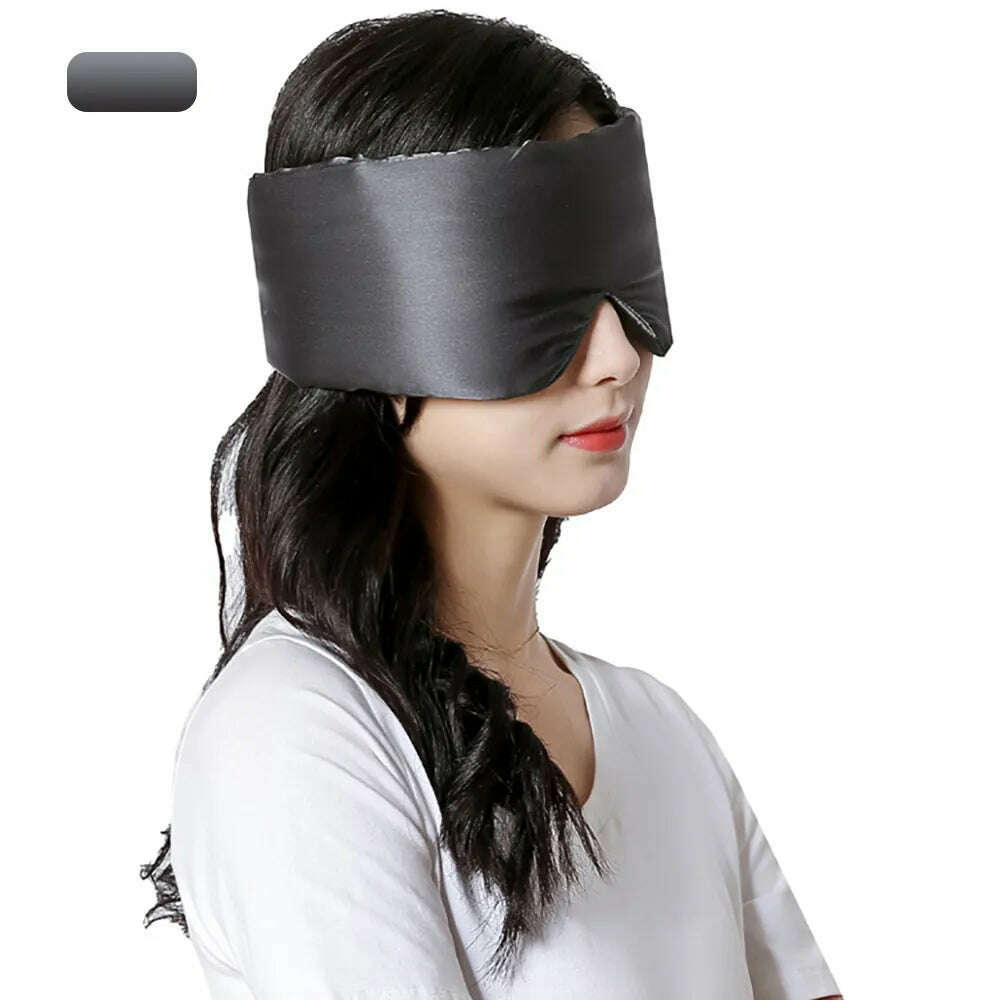 KIMLUD, 100% Natural Mulberry Silk Sleeping Mask Silk Eye Patch Eyeshade Portable Travel Eyepatch Nap Eye Cover Soft Blindfold Smooth, Deep Gray, KIMLUD Women's Clothes