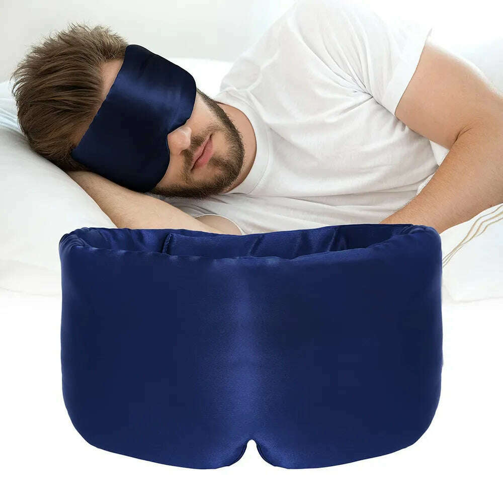 KIMLUD, 100% Natural Mulberry Silk Sleeping Mask Silk Eye Patch Eyeshade Portable Travel Eyepatch Nap Eye Cover Soft Blindfold Smooth, Navy, KIMLUD Women's Clothes