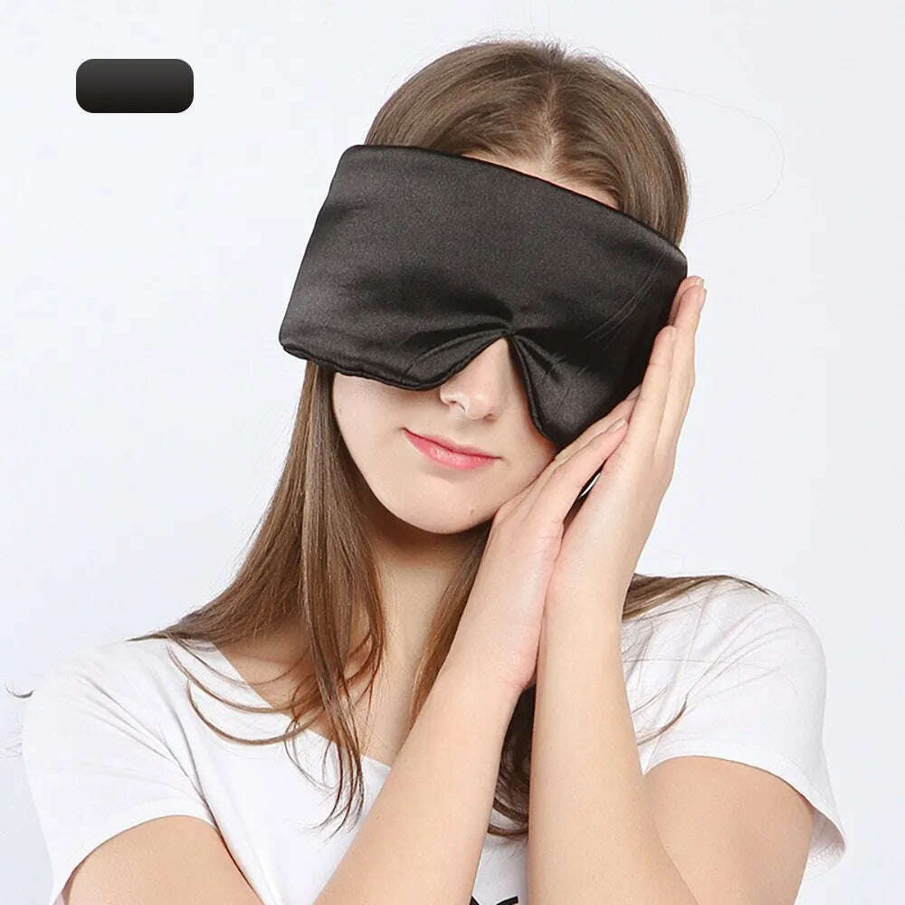 KIMLUD, 100% Natural Mulberry Silk Sleeping Mask Silk Eye Patch Eyeshade Portable Travel Eyepatch Nap Eye Cover Soft Blindfold Smooth, Black, KIMLUD Women's Clothes