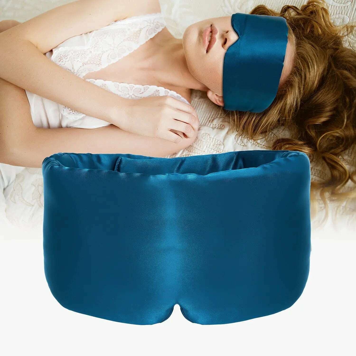 KIMLUD, 100% Natural Mulberry Silk Sleeping Mask Silk Eye Patch Eyeshade Portable Travel Eyepatch Nap Eye Cover Soft Blindfold Smooth, Blue, KIMLUD Women's Clothes