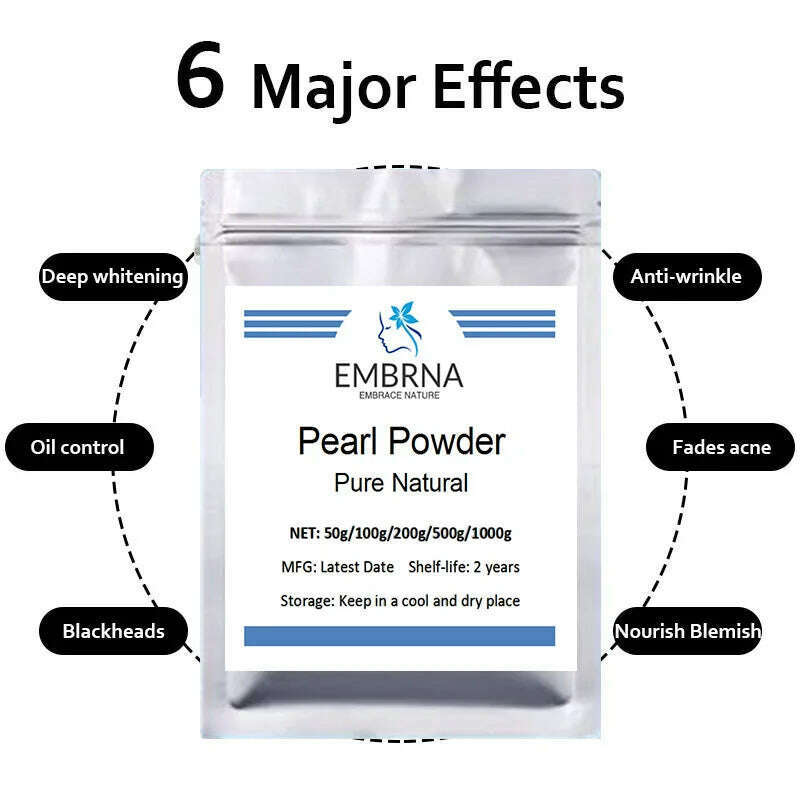100% Natural Pearl Powder Freshly Ground Ultrafine Nanoscale Acne Whitening Facial Mask DIY Handmade - KIMLUD