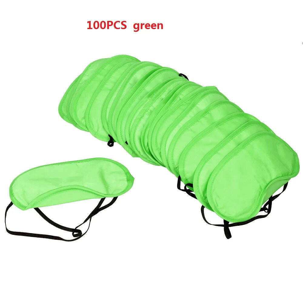 KIMLUD, 100 Pcs/Lot Gift Travel Sleeping Eye Mask Cover Black Shade Blindfold Eye Patch Night Eyeshade Eye Relax Massager Beauty Tools, Green 100PCS / CHINA, KIMLUD APPAREL - Womens Clothes