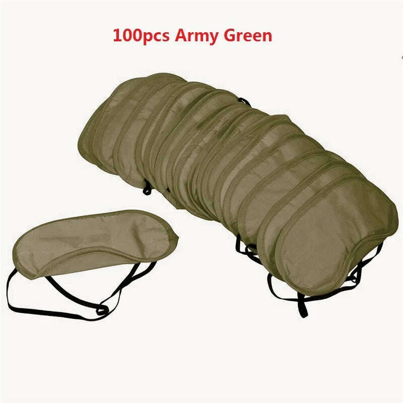 KIMLUD, 100 Pcs/Lot Gift Travel Sleeping Eye Mask Cover Black Shade Blindfold Eye Patch Night Eyeshade Eye Relax Massager Beauty Tools, Army Green 100PCS / CHINA, KIMLUD APPAREL - Womens Clothes