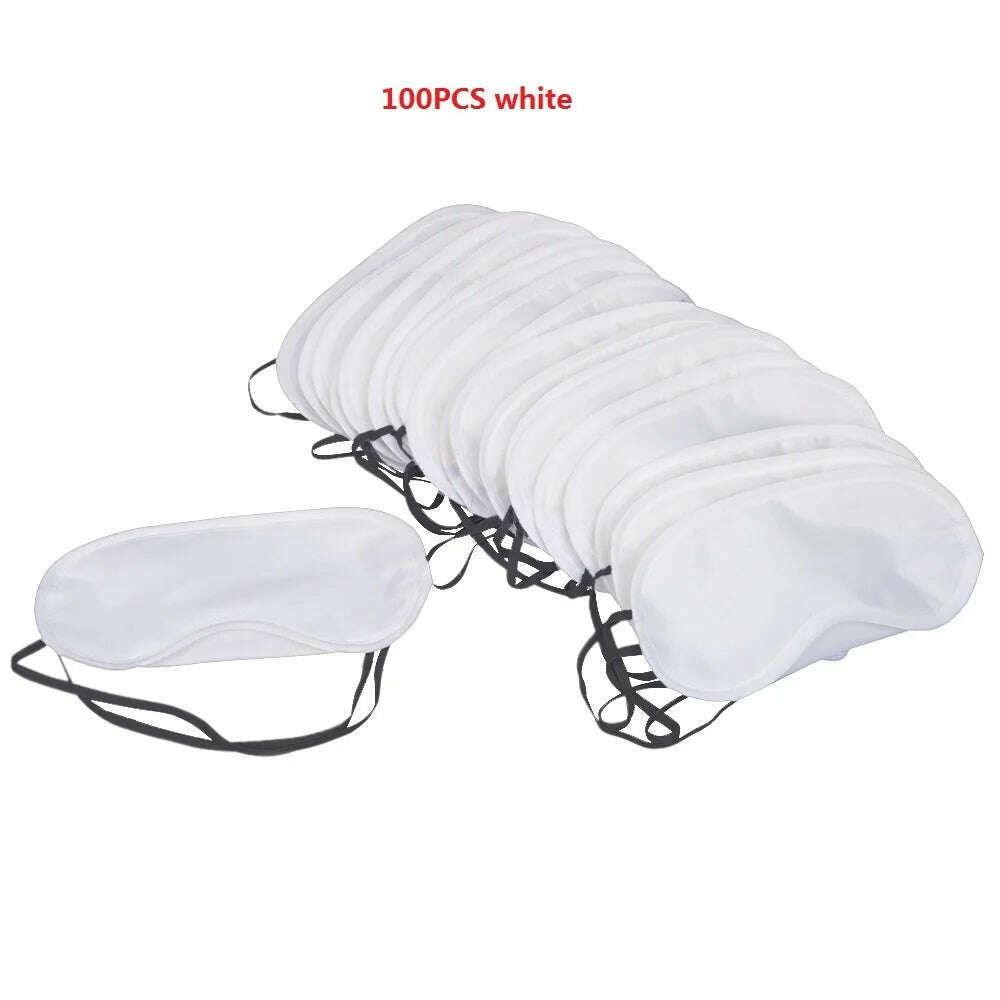 KIMLUD, 100 Pcs/Lot Gift Travel Sleeping Eye Mask Cover Black Shade Blindfold Eye Patch Night Eyeshade Eye Relax Massager Beauty Tools, white 100pcs / CHINA, KIMLUD APPAREL - Womens Clothes