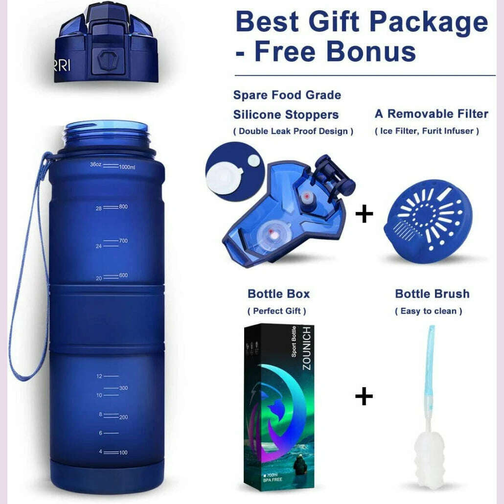 KIMLUD, 1000ML Water Bottles Protein Shaker Large Capacity Portable Plastic Sport Drinking Bottle Tritan BPA Free With Filter Screen, KIMLUD Womens Clothes