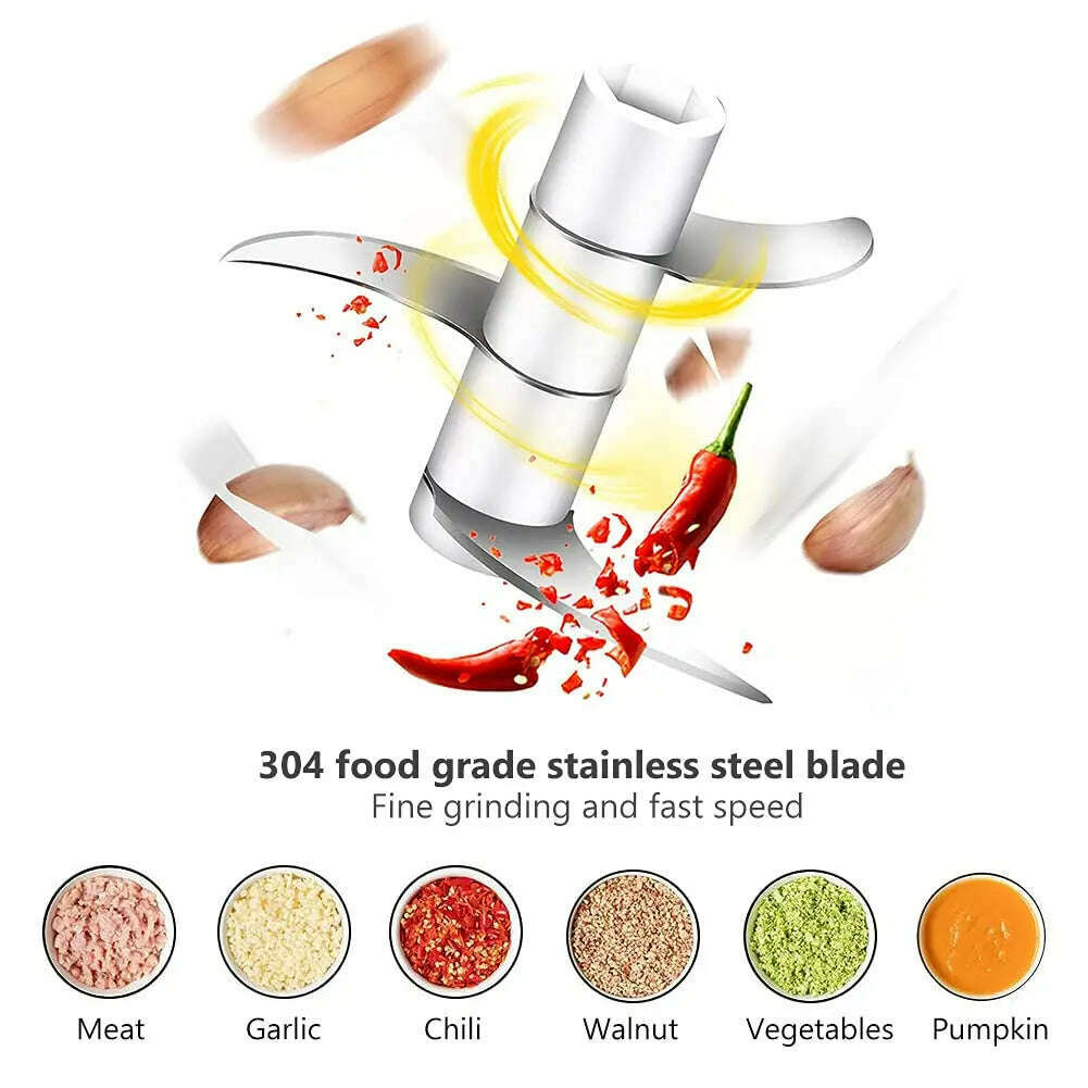100/300mL Mini Electric Garlic Chopper USB Charging Ginger Masher Machine Sturdy Durable Chili Vegetable Crusher Kitchen Tool - KIMLUD