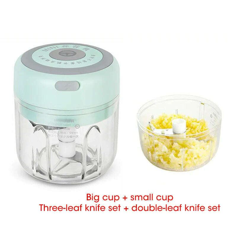 100/300mL Mini Electric Garlic Chopper USB Charging Ginger Masher Machine Sturdy Durable Chili Vegetable Crusher Kitchen Tool - KIMLUD