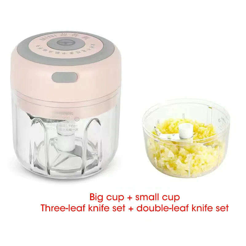 100/300mL Mini Electric Garlic Chopper USB Charging Ginger Masher Machine Sturdy Durable Chili Vegetable Crusher Kitchen Tool - KIMLUD