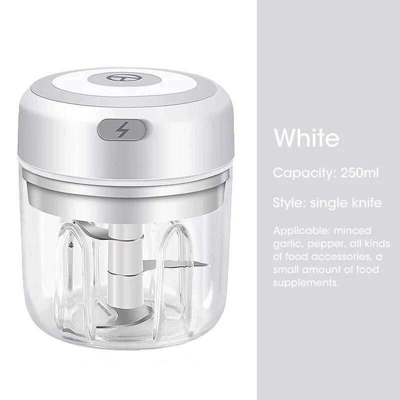 100/300mL Mini Electric Garlic Chopper USB Charging Ginger Masher Machine Sturdy Durable Chili Vegetable Crusher Kitchen Tool - KIMLUD