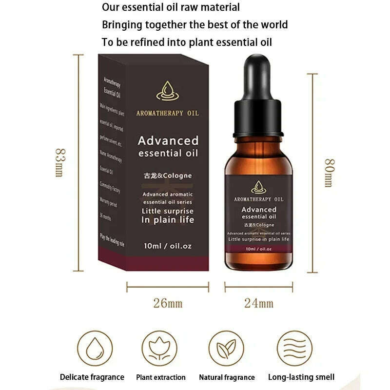 10ML Bergamot Clove Pure Essential Oil Sandalwood Patchouli Green Tea Diffused Aromatic Oil Fruity Cherry Mango Blueberry Aroma - KIMLUD