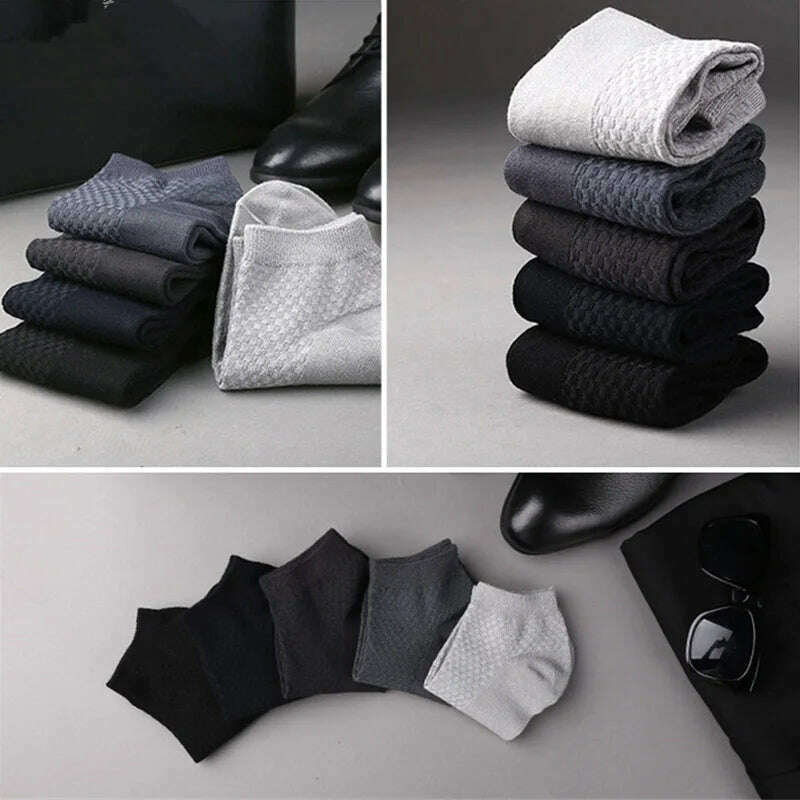 10Pairs/lot Bamboo Fiber Men Socks Large Size Short Ankle Business Black Male Meias Socks Breathable Men Plue Size EU38-48 - KIMLUD