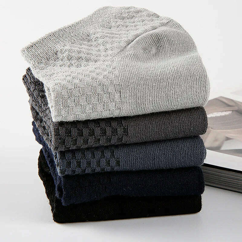 10Pairs/lot Bamboo Fiber Men Socks Large Size Short Ankle Business Black Male Meias Socks Breathable Men Plue Size EU38-48 - KIMLUD