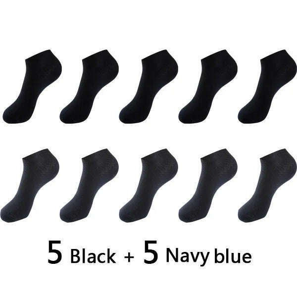 10Pairs/lot Bamboo Fiber Men Socks Large Size Short Ankle Business Black Male Meias Socks Breathable Men Plue Size EU38-48 - KIMLUD