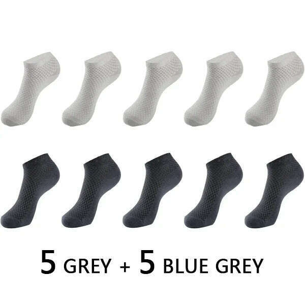 10Pairs/lot Bamboo Fiber Men Socks Large Size Short Ankle Business Black Male Meias Socks Breathable Men Plue Size EU38-48 - KIMLUD
