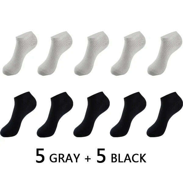 10Pairs/lot Bamboo Fiber Men Socks Large Size Short Ankle Business Black Male Meias Socks Breathable Men Plue Size EU38-48 - KIMLUD