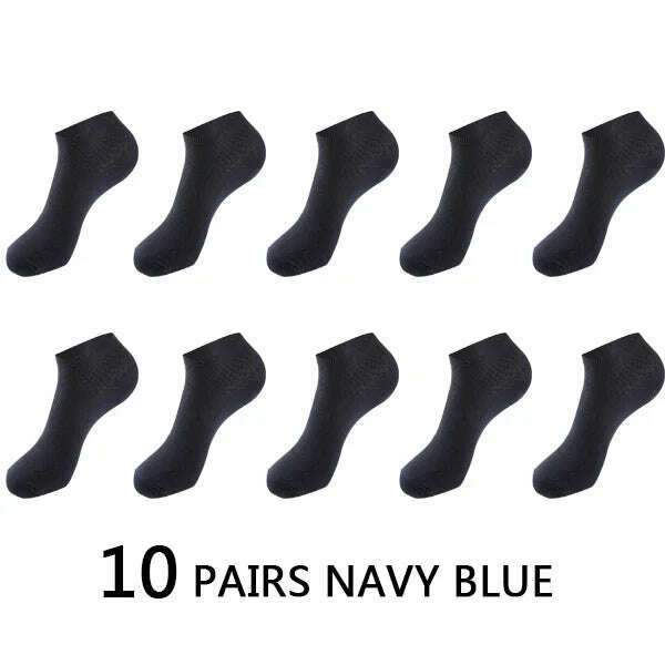 10Pairs/lot Bamboo Fiber Men Socks Large Size Short Ankle Business Black Male Meias Socks Breathable Men Plue Size EU38-48 - KIMLUD