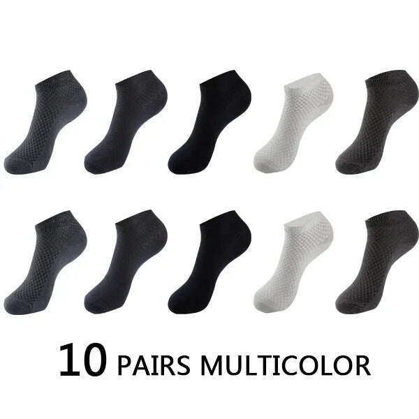 10Pairs/lot Bamboo Fiber Men Socks Large Size Short Ankle Business Black Male Meias Socks Breathable Men Plue Size EU38-48 - KIMLUD