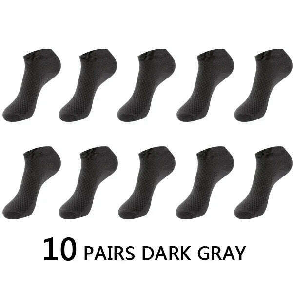 10Pairs/lot Bamboo Fiber Men Socks Large Size Short Ankle Business Black Male Meias Socks Breathable Men Plue Size EU38-48 - KIMLUD