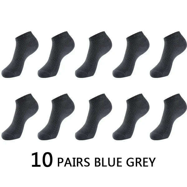 10Pairs/lot Bamboo Fiber Men Socks Large Size Short Ankle Business Black Male Meias Socks Breathable Men Plue Size EU38-48 - KIMLUD