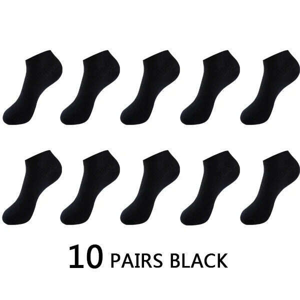 10Pairs/lot Bamboo Fiber Men Socks Large Size Short Ankle Business Black Male Meias Socks Breathable Men Plue Size EU38-48 - KIMLUD