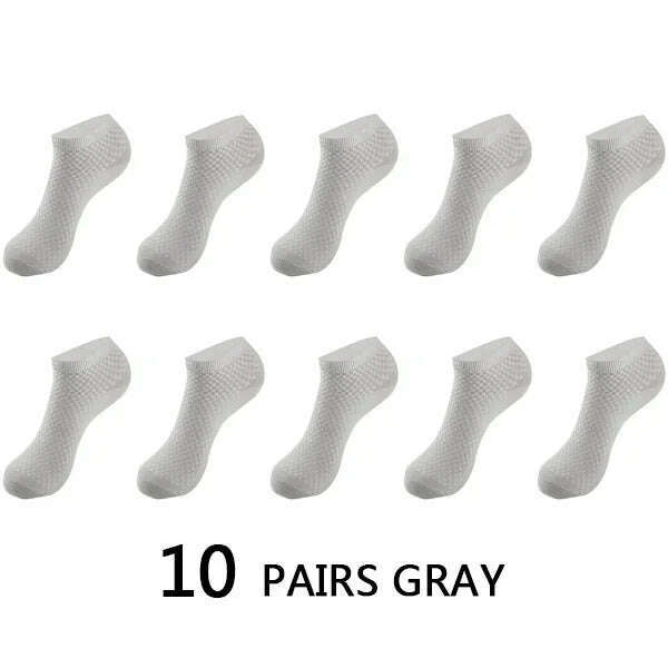 10Pairs/lot Bamboo Fiber Men Socks Large Size Short Ankle Business Black Male Meias Socks Breathable Men Plue Size EU38-48 - KIMLUD