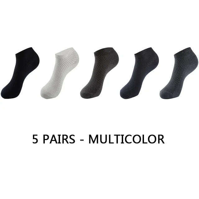 10Pairs/lot Bamboo Fiber Men Socks Large Size Short Ankle Business Black Male Meias Socks Breathable Men Plue Size EU38-48 - KIMLUD
