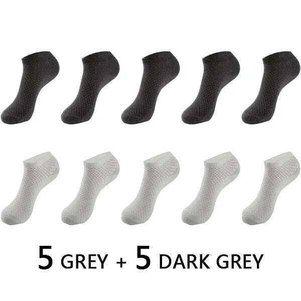 10Pairs/lot Bamboo Fiber Men Socks Large Size Short Ankle Business Black Male Meias Socks Breathable Men Plue Size EU38-48 - KIMLUD