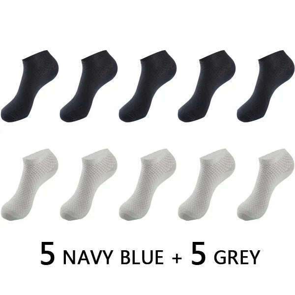 10Pairs/lot Bamboo Fiber Men Socks Large Size Short Ankle Business Black Male Meias Socks Breathable Men Plue Size EU38-48 - KIMLUD