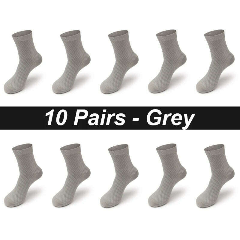10Pairs/Lot Men's Bamboo Fiber Socks Long Black Business Soft Breathable New High Quality Autumn for Male Socks Plus Size 39-48 - KIMLUD