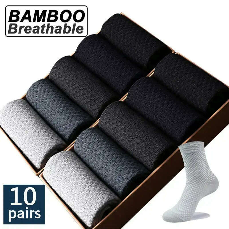 10Pairs/Men's Bamboo Fiber Socks Classic Business Office Stockings Breathable Deodorant Feet Men's Dress Socks Plus-size EU39-45 10Pairs/Men's Bamboo Fiber Socks Classic Business Office Stockings Breathable Deodorant Feet Men's Dress Socks Plus-size EU39-45