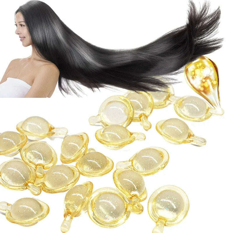 KIMLUD, 10Pcs Smooth Silky Hair Vitamin Capsule Keratin Complex Oil HairCare Repair Damaged Hair Serum Anti Hairs Loss, KIMLUD Womens Clothes