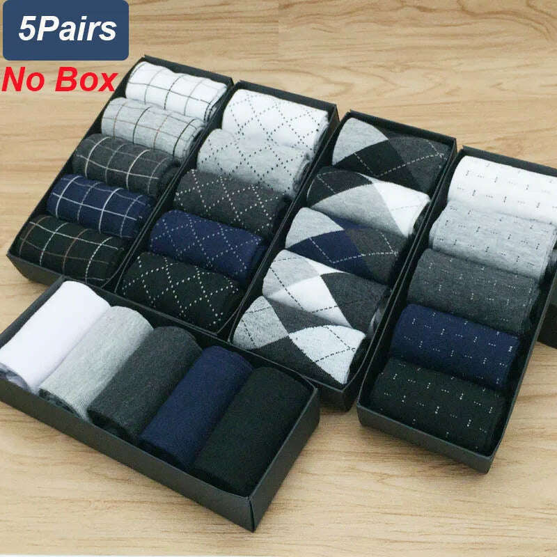 KIMLUD, 10Pcs=5 Pairs High Quality Bamboo Fiber Socks Men's Elite Casual Business Socks Wear Not Smelly Natural Antibacterial Socks, KIMLUD Womens Clothes