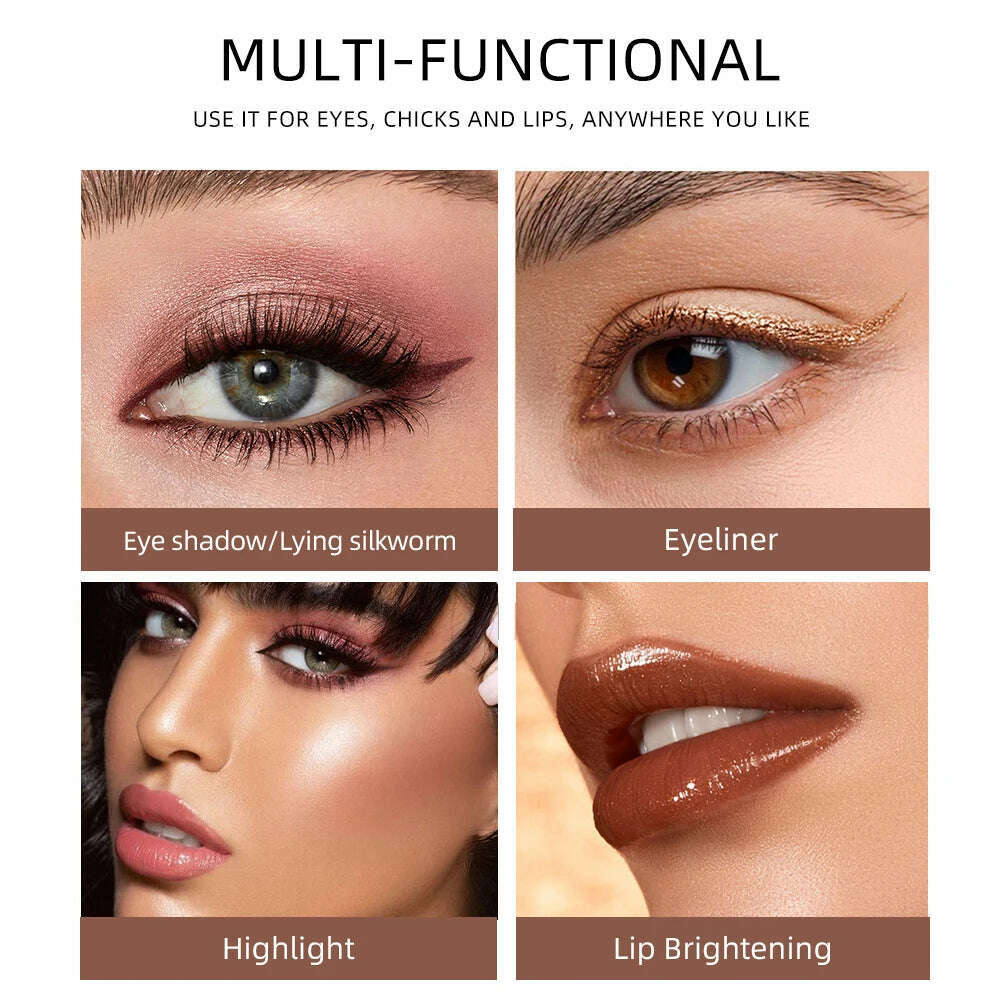 12 Color Highlighter Eyeshadow Pencil Waterproof Glitter Matte Nude Eye Shadow Makeup Pigment Pearlescent Silkworm Eyeshadow Pen - KIMLUD