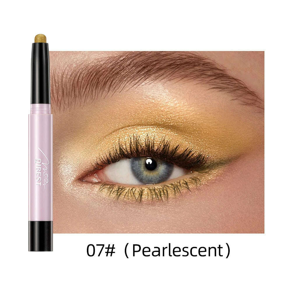 12 Color Highlighter Eyeshadow Pencil Waterproof Glitter Matte Nude Eye Shadow Makeup Pigment Pearlescent Silkworm Eyeshadow Pen - KIMLUD