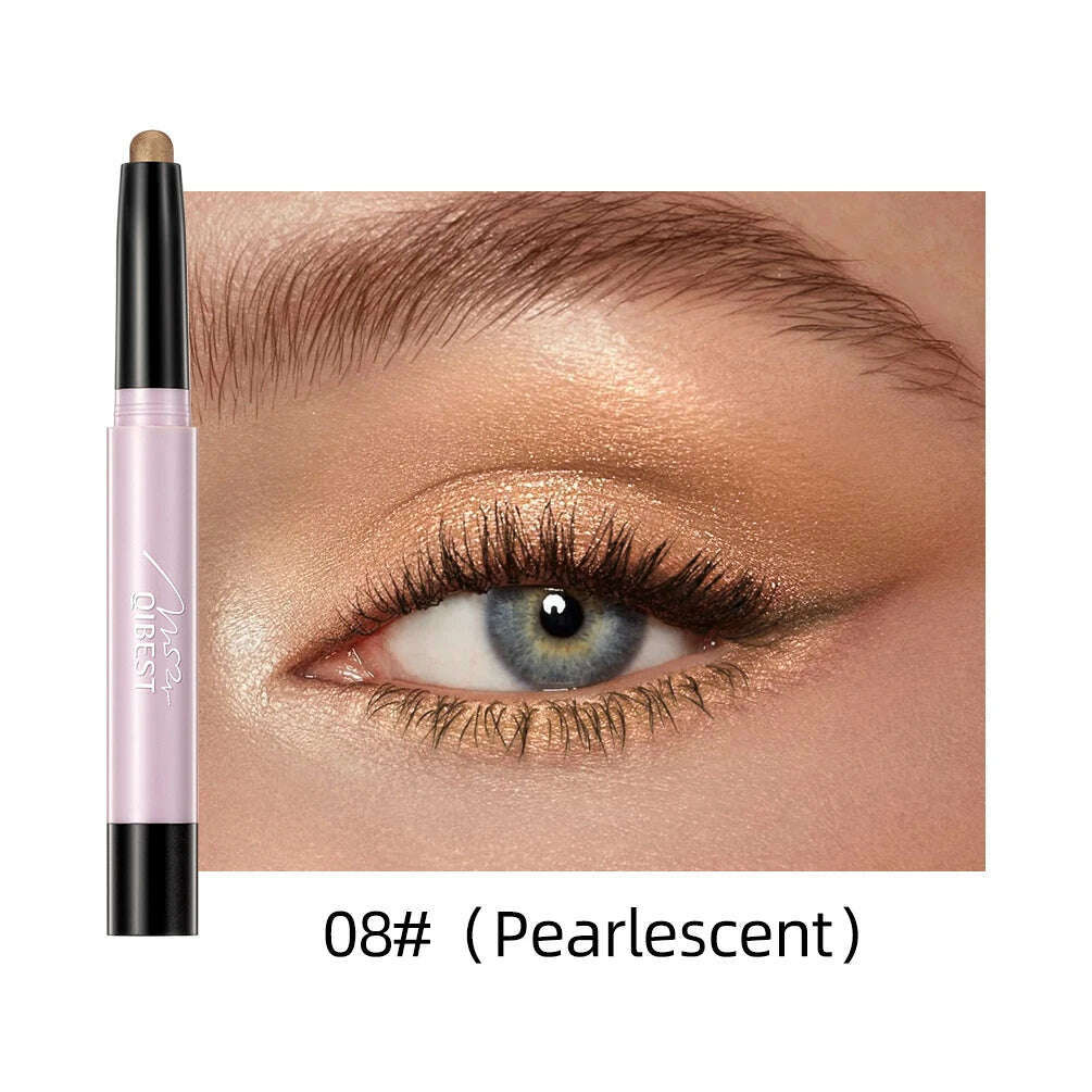 12 Color Highlighter Eyeshadow Pencil Waterproof Glitter Matte Nude Eye Shadow Makeup Pigment Pearlescent Silkworm Eyeshadow Pen - KIMLUD