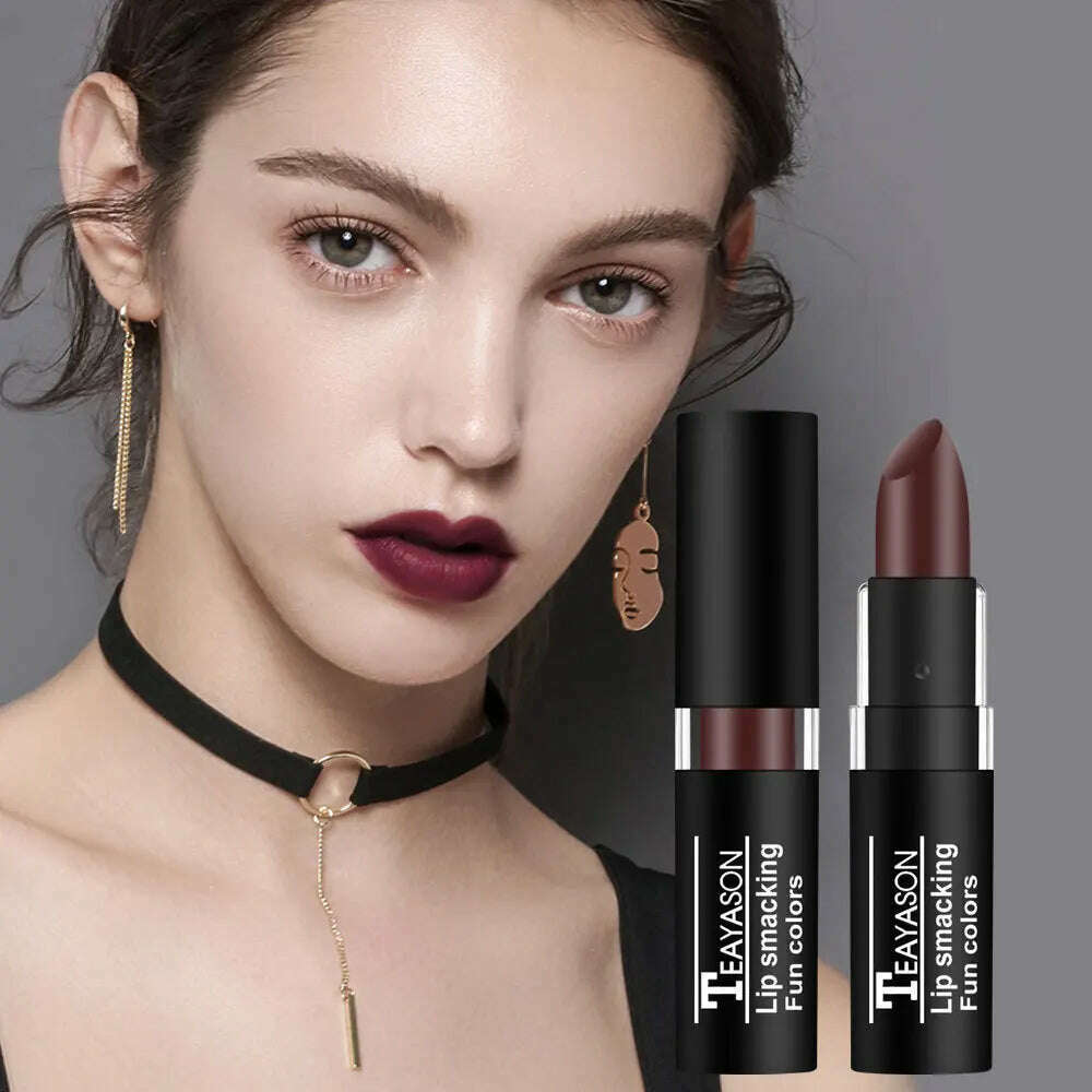 KIMLUD, 12 Color Sexy Red Matte Lipstick Nude Velvet Lip White Black Green Waterproof Long-Lasting Lip Stick Makeup Creative Lips Makeup, KIMLUD Women's Clothes