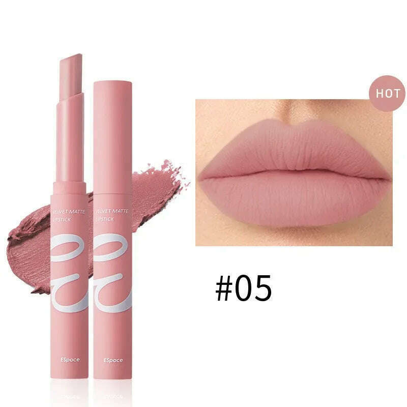 KIMLUD, 12 Colors Matte Lipstick Waterproof Long Lasting Nude Pink Velvet Lipsticks Non Stick Nude Series Lip Tint Cosmetic Makeup, 05, KIMLUD APPAREL - Womens Clothes