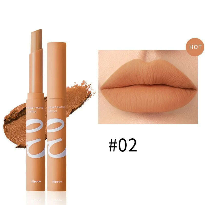 KIMLUD, 12 Colors Matte Lipstick Waterproof Long Lasting Nude Pink Velvet Lipsticks Non Stick Nude Series Lip Tint Cosmetic Makeup, 02, KIMLUD APPAREL - Womens Clothes