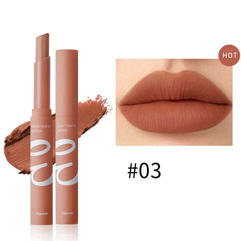 KIMLUD, 12 Colors Matte Lipstick Waterproof Long Lasting Nude Pink Velvet Lipsticks Non Stick Nude Series Lip Tint Cosmetic Makeup, 03, KIMLUD APPAREL - Womens Clothes