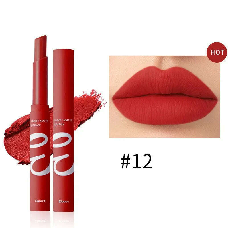 KIMLUD, 12 Colors Matte Lipstick Waterproof Long Lasting Nude Pink Velvet Lipsticks Non Stick Nude Series Lip Tint Cosmetic Makeup, 12, KIMLUD APPAREL - Womens Clothes