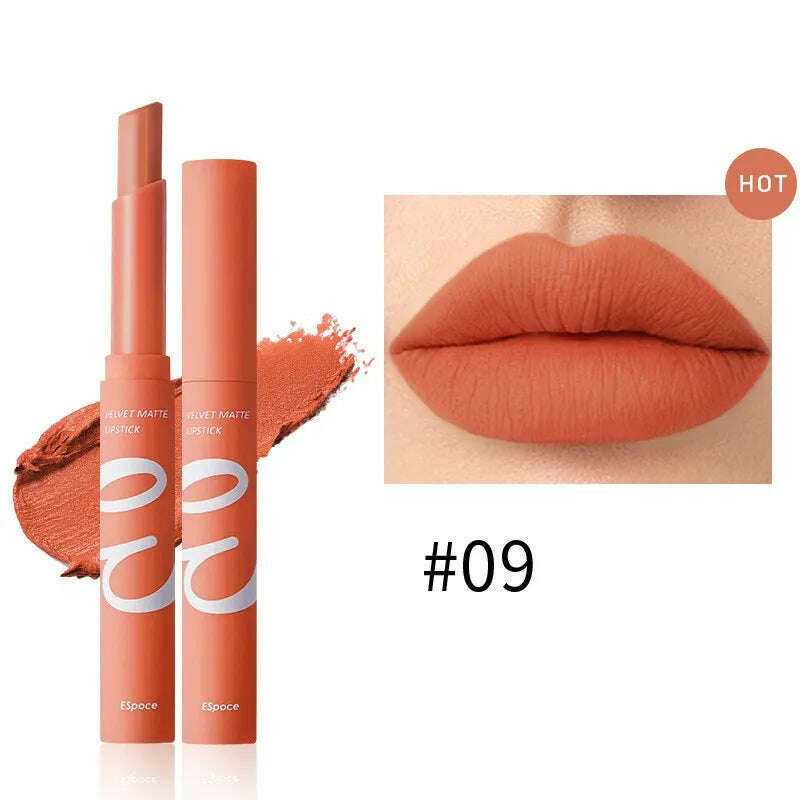 KIMLUD, 12 Colors Matte  Lipstick  Waterproof  Long Lasting Nude Pink Velvet Lipsticks Non Stick Nude Series  Lip Tint  Cosmetic Makeup, 09, KIMLUD Women's Clothes