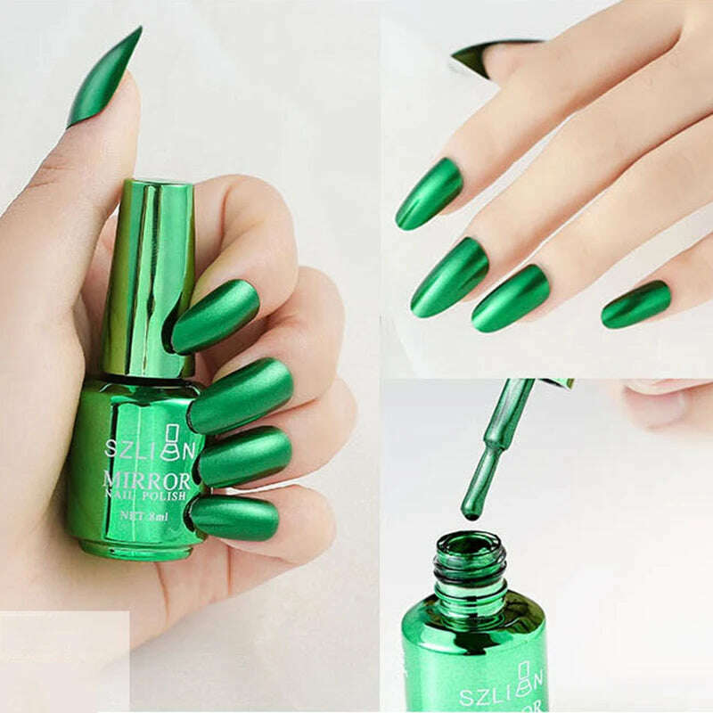 12 Colors Mirror Polish Long-lasting Quick-drying Metallic Silver Purple Rose Gold Nail Polish Is Not Peelable Nails Gel Varnish - KIMLUD