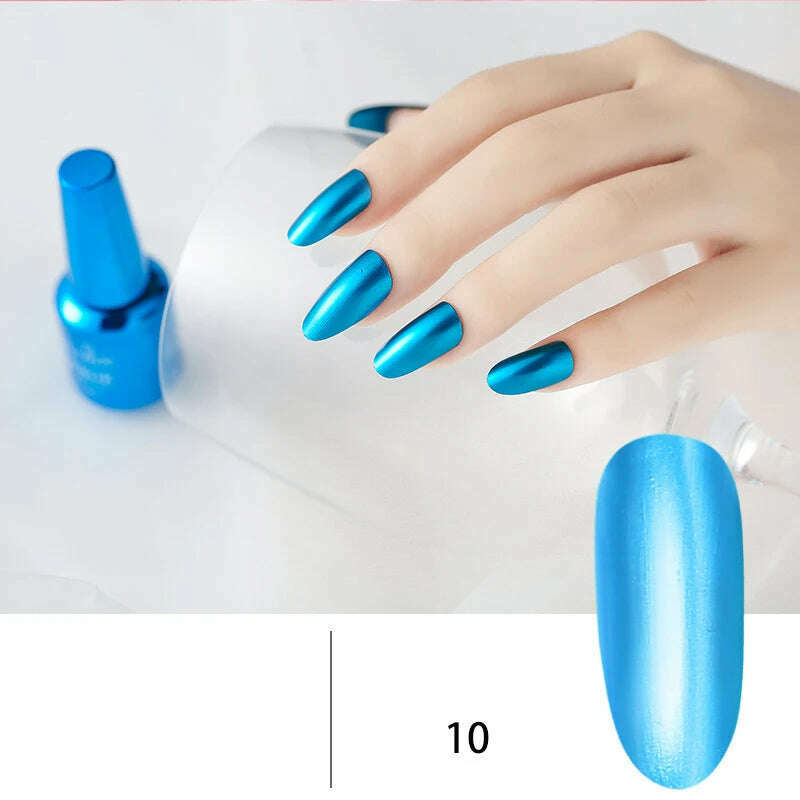 12 Colors Mirror Polish Long-lasting Quick-drying Metallic Silver Purple Rose Gold Nail Polish Is Not Peelable Nails Gel Varnish - KIMLUD