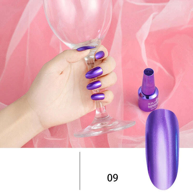 12 Colors Mirror Polish Long-lasting Quick-drying Metallic Silver Purple Rose Gold Nail Polish Is Not Peelable Nails Gel Varnish - KIMLUD